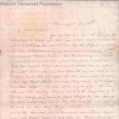 Judge George Summers from Amacetta Laidley Summers, Jan 12, 1843
