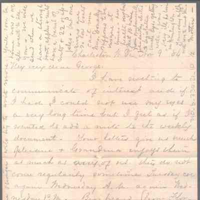 George W. Summers from Lucy W. Summers, Nov 9, 1884