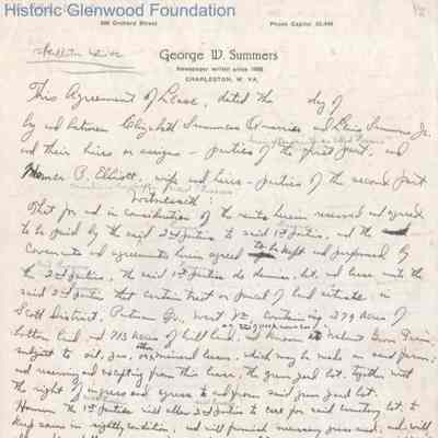 Lewis Summers, Jr. and Elizabeth S. Quarrier: Lease with Homer P. Elliot, no date