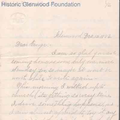 George W. Summers from Elizabeth S. Quarrier, Dec 12, 1886