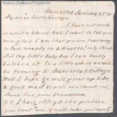 George W. Summers from Abigail E. Woodbridge, Jan 23, 1875