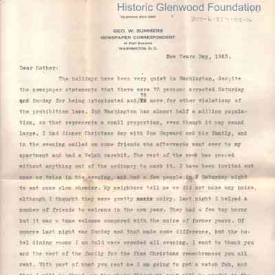 Lucy W. Summers from George W. Summers, January 1, 1923