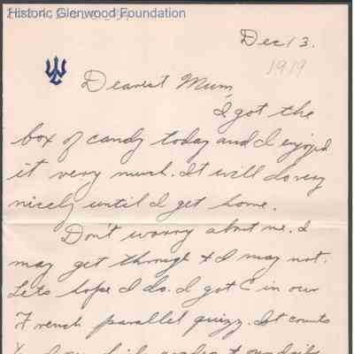 Elizabeth S. Quarrier from Alexander W. Quarrier, Dec 13, 1919