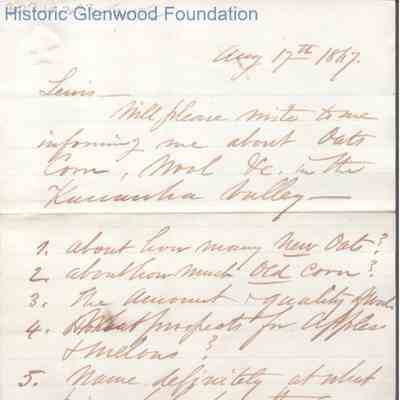 Lewis Summers from John M. Woodbridge, Aug 17, 1867
