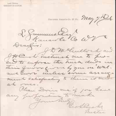 Lewis Summers from unknown sender, May 7, 1886