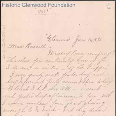 Russell G. Quarrier from Elizabeth S. Quarrier, Jan 10, 1890