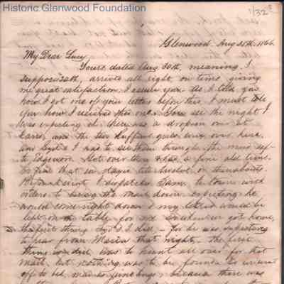 Lucy W. Summers from Lewis Summers, Aug 25, 1866