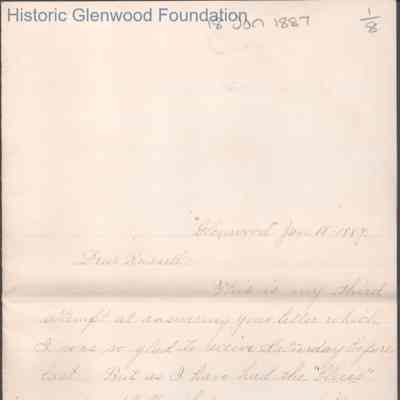 Russell G. Quarrier from Elizabeth S. Quarrier, Jan 18, 1887