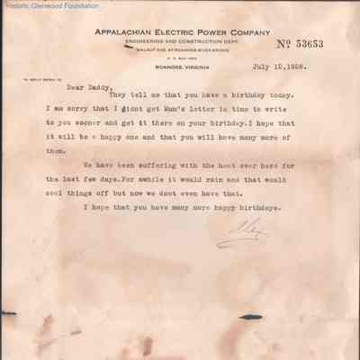 Russell G. Quarrier from Alexander W. Quarrier, Jul 12, 1928