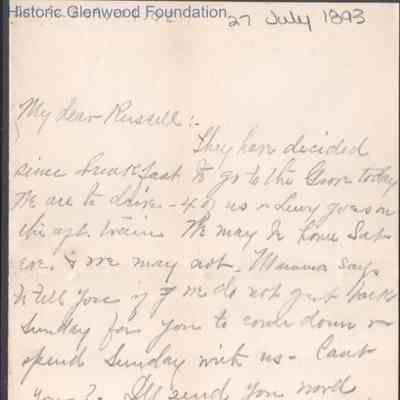 Russell G. Quarrier from Elizabeth S. Quarrier, Jul 27, 1893