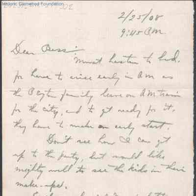 Elizabeth S. Quarrier from Lewis Summers, Jr., Feb 25, 1908