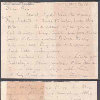 George W. Summers from Lucy W. Summers, no date