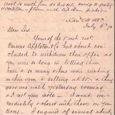 Lewis Summers from William S. Laidley, Jul 6, 1870