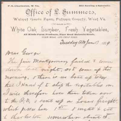 George W. Summers from Lewis Summers, Jun 17, 1889