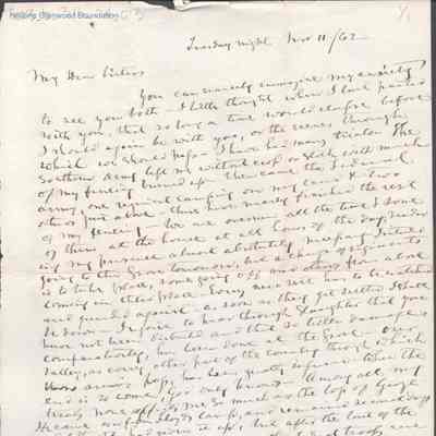 Judge George Summers to sisters, Nov 11, 1862
