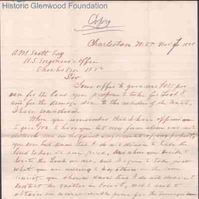 Lewis Summers to A. M. Scott, Nov 16, 1888