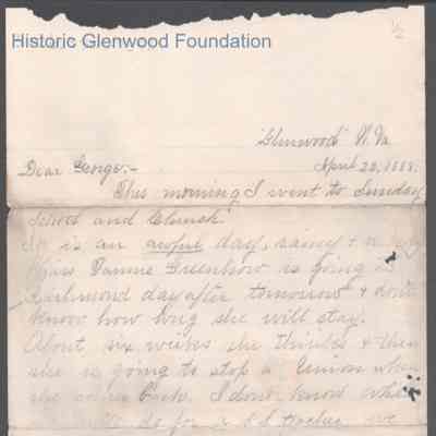 George W. Summers from Amacetta Summers, Apr 22, 1888