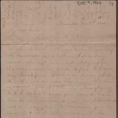 Lewis Summers from Lucy W. Summers, Dec 9, 1866