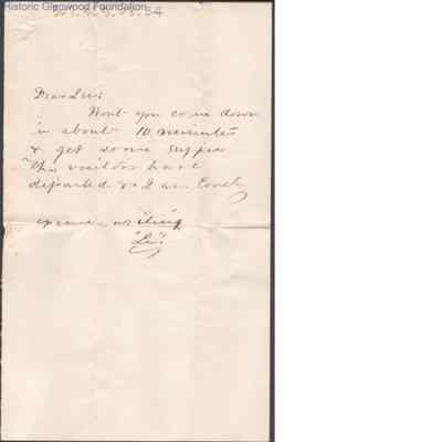 Lewis Summers from Lucy W. Summers, no date