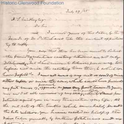 Judge George Summers to Alexander T. Laidley, Jul 29, 1865