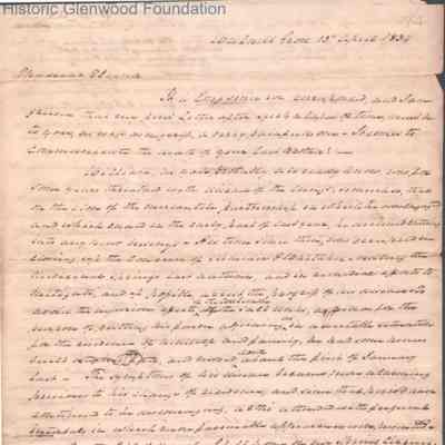 Judge Lewis Summers to Eleanor Fox, Apr 13, 1834