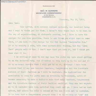 Elizabeth S. Quarrier from George W. Summers, May 13, 1920