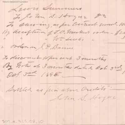 Lewis Summers to John S. Hogue, Oct 3, 1888
