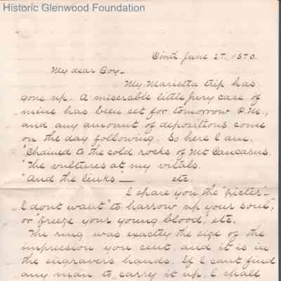 Lewis Summers from Robert S. Fulton, Jun 27, 1870