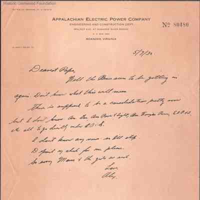 Russell G. Quarrier from Alexander W. Quarrier, May 7, 1930