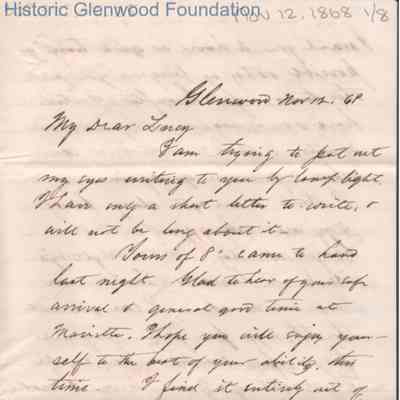 Lucy W. Summers from Lewis Summers, Nov 12, 1868