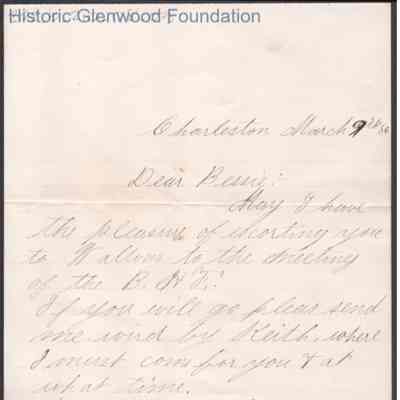 Elizabeth S. Quarrier from Russell G. Quarrier, Mar 9, 1886