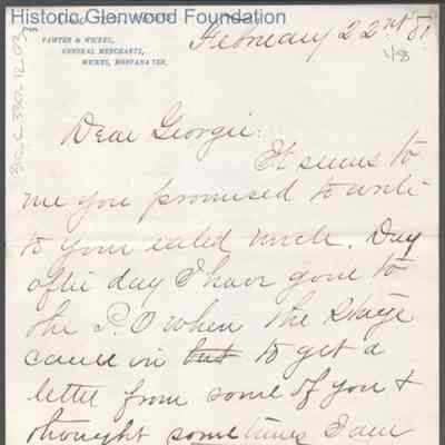 George W. Summers from John Woodbridge, Feb 22, 1881