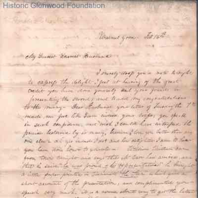 Judge George Summers from Amacetta Laidley Summers, Feb 16, 1843