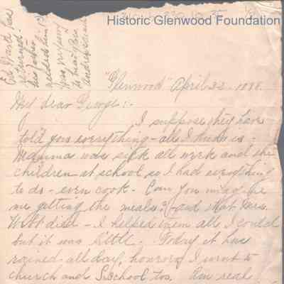 George W. Summers from Elizabeth S. Quarrier, Apr 22, 1888