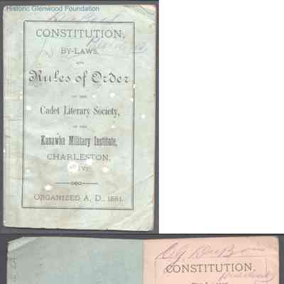 Kanawha Military Institute Cadet Literary Society Constitution, By-Laws, and Rules of Order, 1881