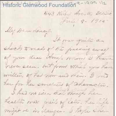 Lucy W. Summers from Naomi T. Newkirk, Jul 9, 1905