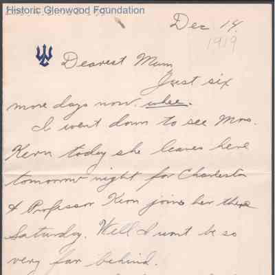 Elizabeth S. Quarrier from Alexander W. Quarrier, Dec 14, 1919