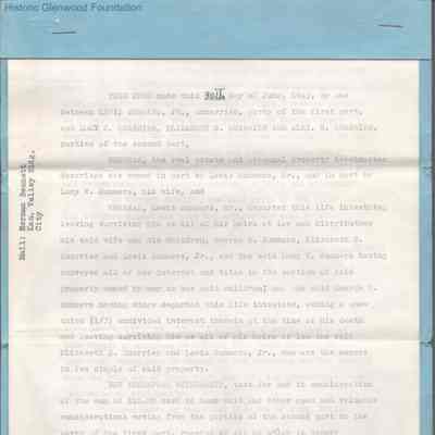 Lewis Summers, Jr. deed transferring Glenwood to Lucy S. Quarrier, Elizabeth G. Quarrier and Alex W. Quarrier, Jun 30, 1943
