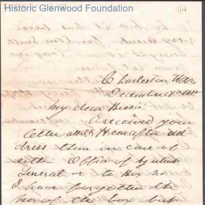 Elizabeth S. Quarrier from Russell G. Quarrier, Dec 14, 1888