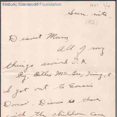 Elizabeth S. Quarrier from Alexander W. Quarrier, c. 1921