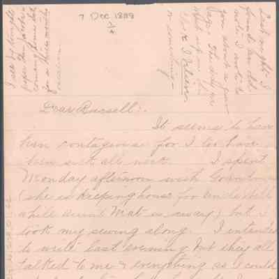 Russell G. Quarrier from Elizabeth S. Quarrier, Dec 7, 1888