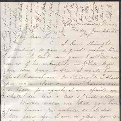 Lucy W. Summers from Sarah A. Holden, Jan 24, 1868