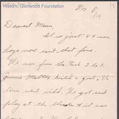 Elizabeth S. Quarrier from Alexander W. Quarrier, Nov 8, 1919