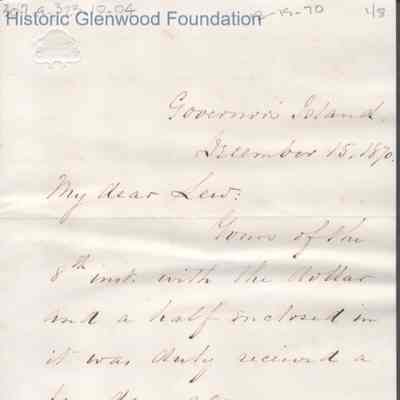 Lewis Summers from Theodore T. S. Laidley, Dec 15, 1870