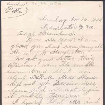 Amacetta "Amy" Summers to Abigail E. Woodbridge, Nov 16, 1884