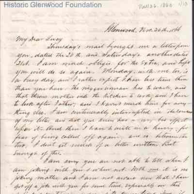 Lucy W. Summers from Lewis Summers, Nov 26, 1866