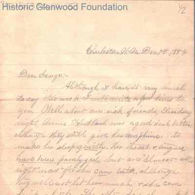 George W. Summers from Elizabeth S. Quarrier, Dec 7, 1884