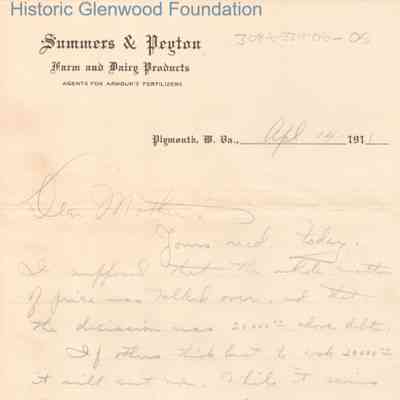 Lucy W. Summers from Lewis Summers Jr, April 14, 1911