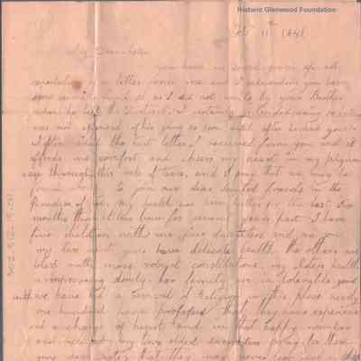 Sydney Lucy Summers Summers from Jane E. Wheeler, Oct. 11, 1841