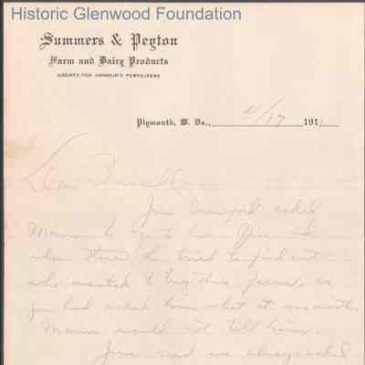Russell G. Quarrier from Lewis Summers, Jr., Apr 17, 1911